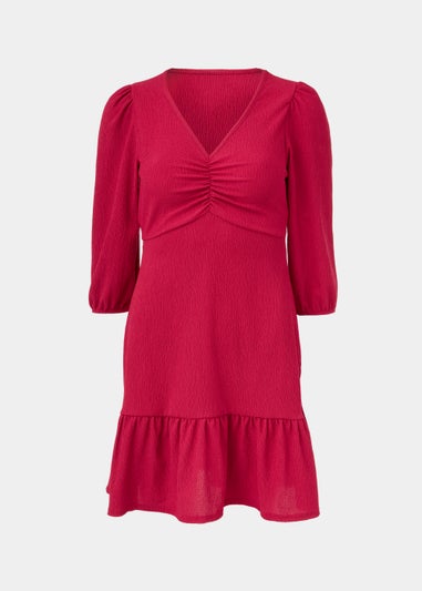 Raspberry Ruched Front Mini Dress