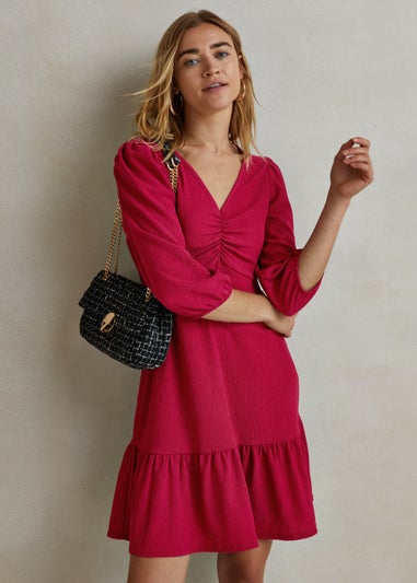 Raspberry Ruched Front Mini Dress