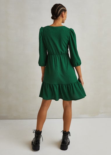 Green Ruched Front Mini Dress