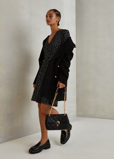 Black Spot Wrap Mini Dress