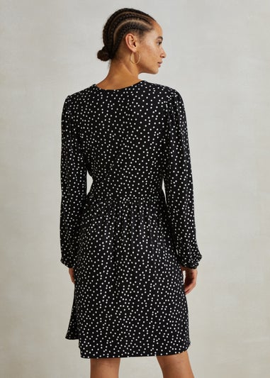 Black Spot Wrap Mini Dress