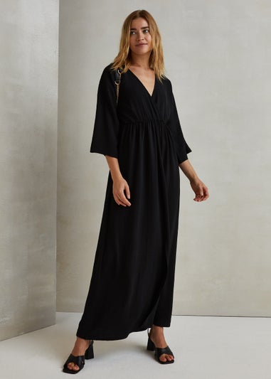 Black Kimono Sleeve Maxi Dress