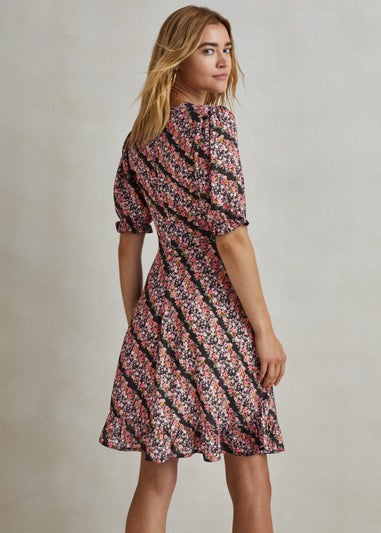 Multicoloured Ditsy Ruffle Mini Tea Dress