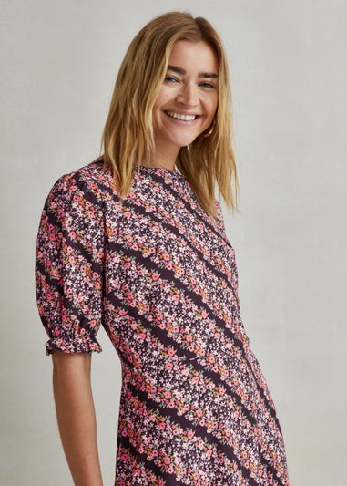 Multicoloured Ditsy Ruffle Mini Tea Dress