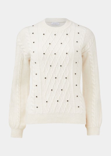 Cream & Black Embellished Jumper