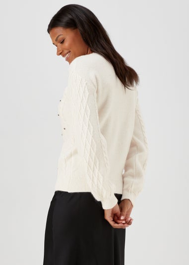 Cream & Black Embellished Jumper