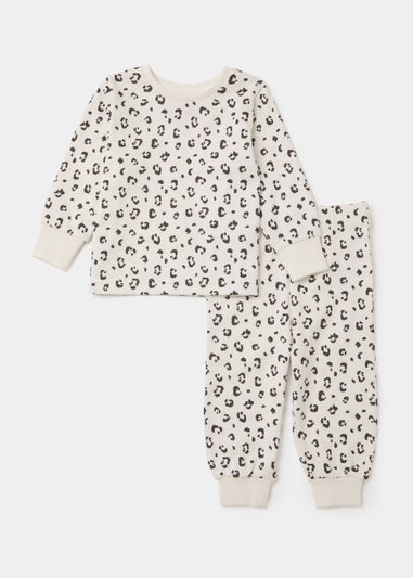 Girls Cream Leopard Print Pyjama Set (9mths-5yrs)