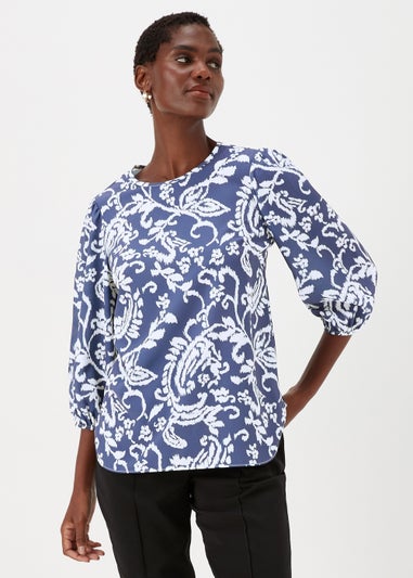 Indigo Print Bubble Box Top