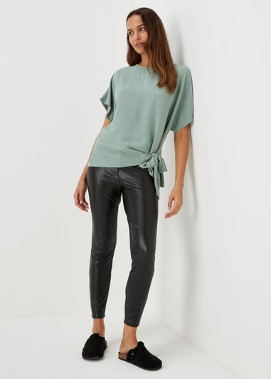 Sage Tie Front Blouse