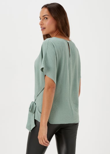 Sage Tie Front Blouse