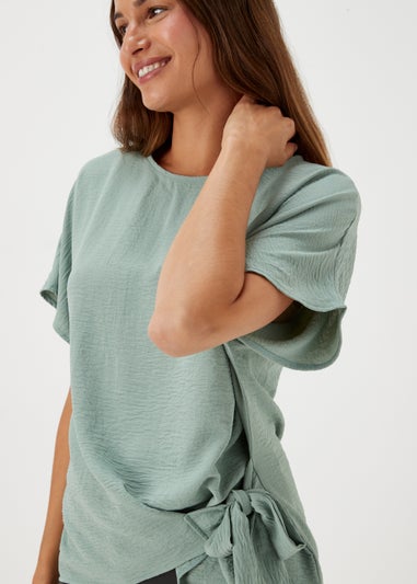 Sage Tie Front Blouse