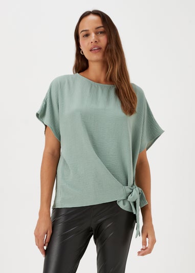 Sage Tie Front Blouse