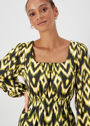 Green Aztec Print Long Sleeve Top