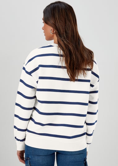 Cream Stripe Amour Print Sweatshirt