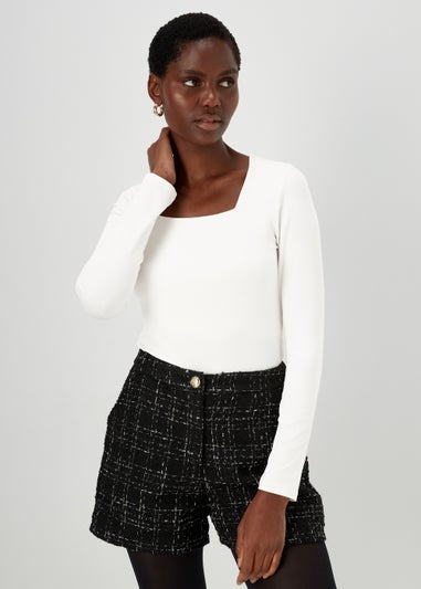 Et Vous Ivory Nylon Jersey Top