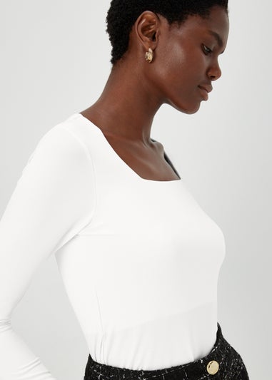 Et Vous Ivory Nylon Jersey Top