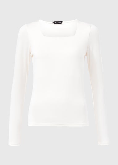 Et Vous Ivory Nylon Jersey Top