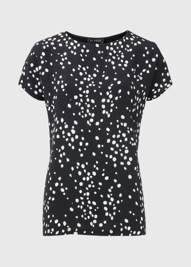 Et Vous Black & White Spot Print Jersey T-Shirt