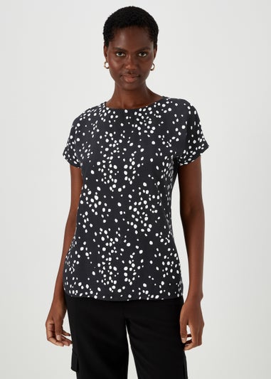 Et Vous Black & White Spot Print Jersey T-Shirt