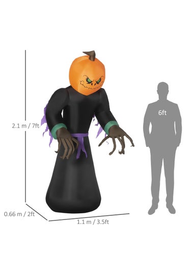 HOMCOM LED Inflatable Pumpkin Ghost Head Monster Vampire (110cm x 66cm x 210cm)