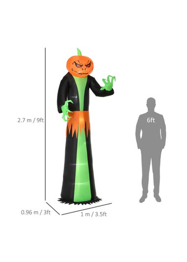 HOMCOM LED Inflatable Pumpkin Ghost (100cm x 96cm x 270cm)