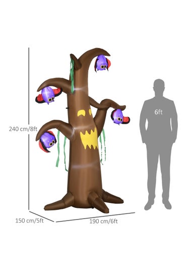 HOMCOM LED Inflatable Ghost Tree with Upside-down Bats (8ft)