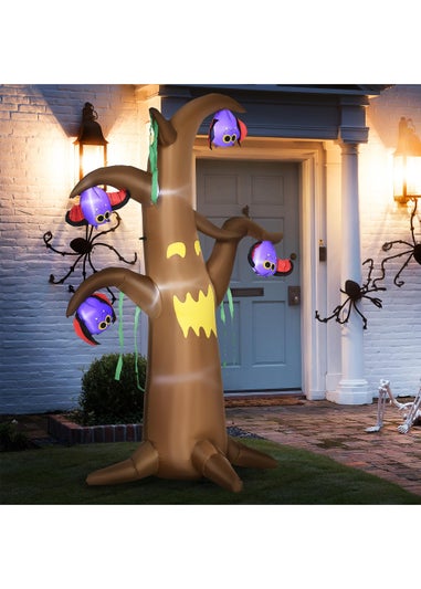 HOMCOM LED Inflatable Ghost Tree with Upside-down Bats (8ft)