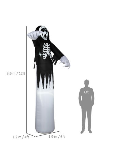 HOMCOM LED Inflatable Disco Skeleton Ghost (190cm x 120cm x 360cm)