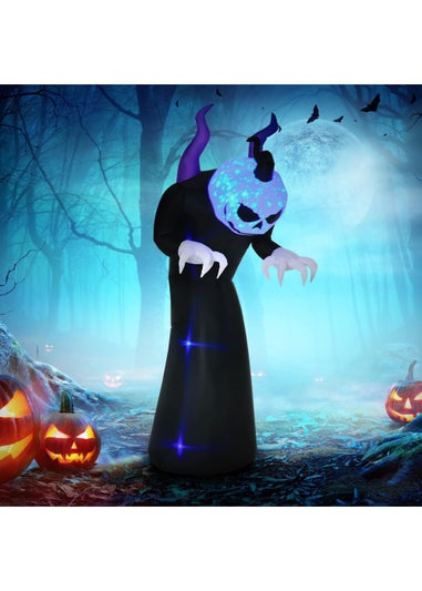 Outsunny LED Inflatable Ghost with Horns with Flame Effect (88cm x 79cm x 210cm)