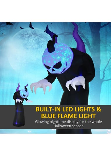 Outsunny LED Inflatable Ghost with Horns with Flame Effect (88cm x 79cm x 210cm)