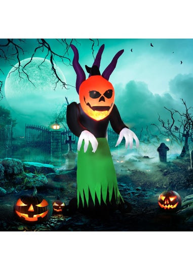 HOMCOM LED Inflatable Evil Fire Flame Pumpkin Ghost (240cm x 120cm x 90cm)