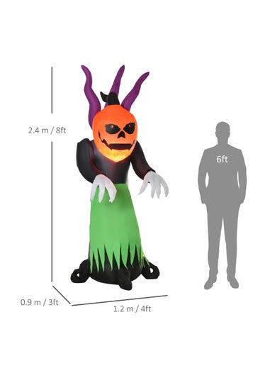 HOMCOM LED Inflatable Evil Fire Flame Pumpkin Ghost (240cm x 120cm x 90cm)