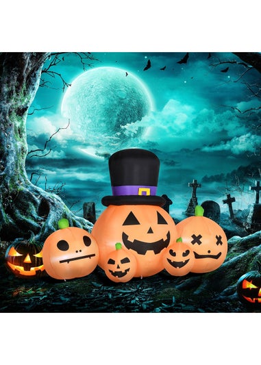 HOMCOM LED Inflatable Large Pumpkin in Hat with Four Small Pumpkins (185cm x 105cm x 120cm)