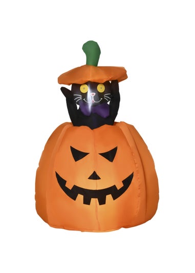 HOMCOM Inflatable Pumpkin with Lifting Cat (76cm x 64cm x 91-115cm)