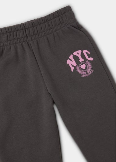 Girls Charcoal NYC Print Joggers (4-15yrs)