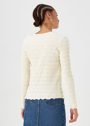 Ivory Long Sleeve Textured Top