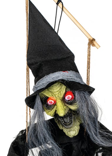 Premier Decorations 70cm Battery Operated Witch on Swing with Kicking Legs