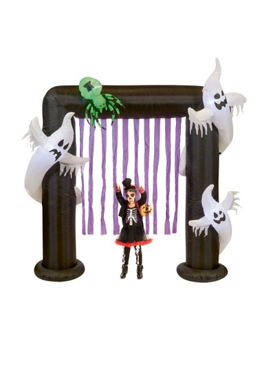 Premier Decorations 2.4m Lit Inflatable Arch with Ghosts and Spider