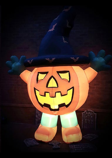 Premier Decorations 3m Lit Standing Pumpkin with Witches Hat