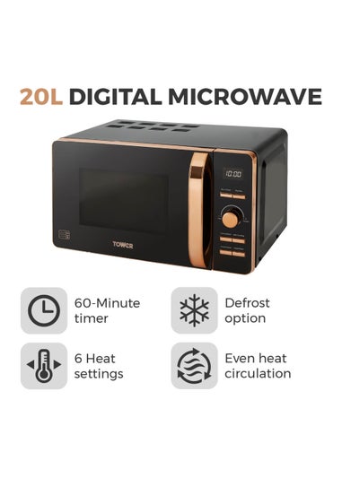 Rose Gold 800W 20 Litre Digital Microwave