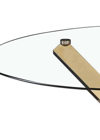 LPD Furniture Capri Dining Table Glass Top With Gold Legs (758x1200x1200mm)