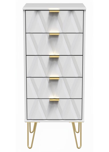 Swift Prism 5 Drawer Bedside Cabinet (107.5cm x 41.5cm x 39.5cm)