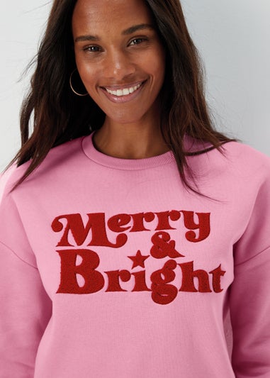 Pink Merry Bright Christmas Sweatshirt Matalan