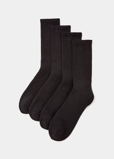 4 Pack Black Sports Socks