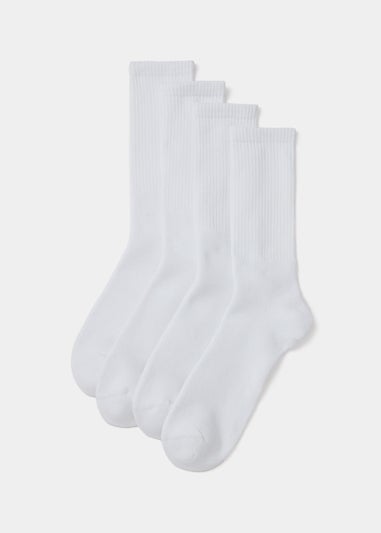 4 Pack White Sports Socks