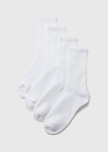 4 Pack White Sports Socks