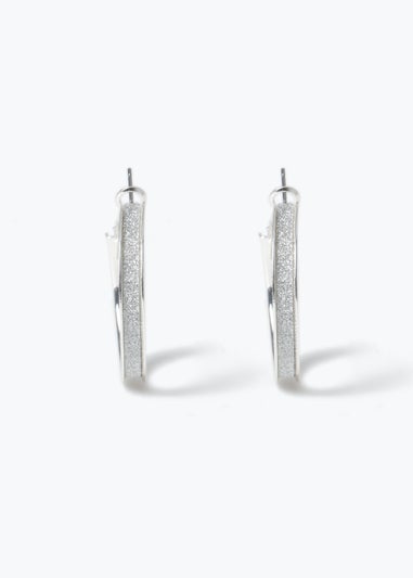 Silver Glitter Hoop Earrings