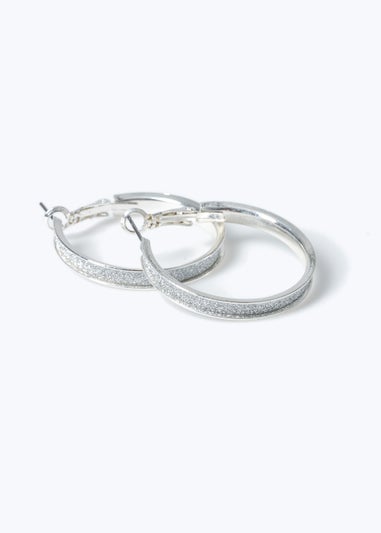 Silver Glitter Hoop Earrings