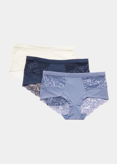 3 Pack Lace Brushed Midi Knickers