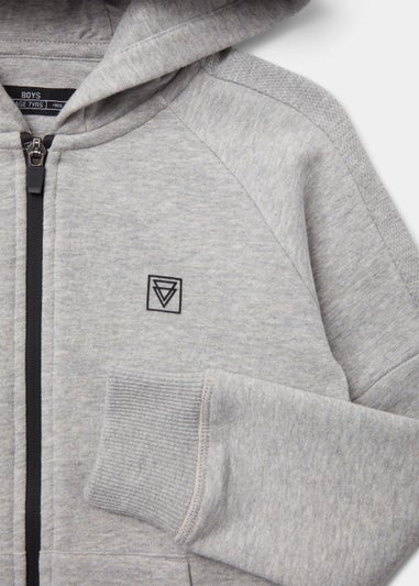 Boys Grey Mesh Zip Up Hoodie (4-16yrs)